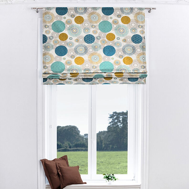 Tkanina dekoracyjna half panama Koła – błękit,  image number 7