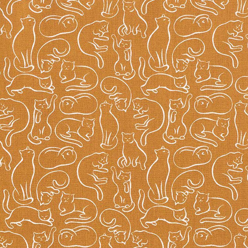 Tkanina bawełniana Kreton zabawne koty – żółty curry,  image number 1