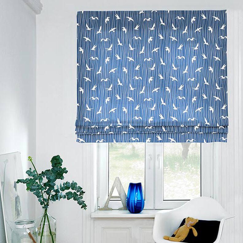 Tkanin dekoracyjna Half panama mewy – niebieski oceaniczny/biel,  image number 7