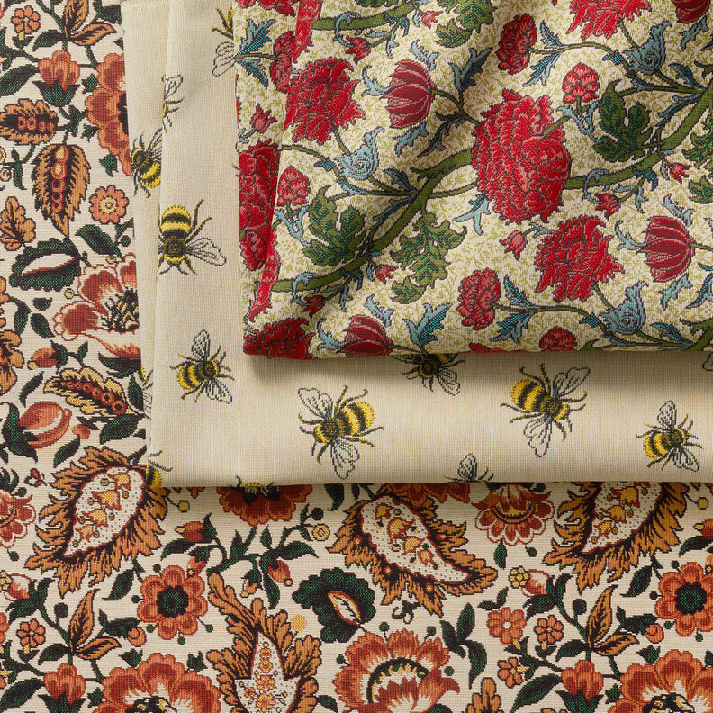 Tkanin dekoracyjna Gobelin artystyczne piwonie – jasnobeżowy/czerwień karminowa,  image number 7