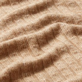 Dzianina swetrowa ażur szlachetne połyskujące paski – jasny brąz, 