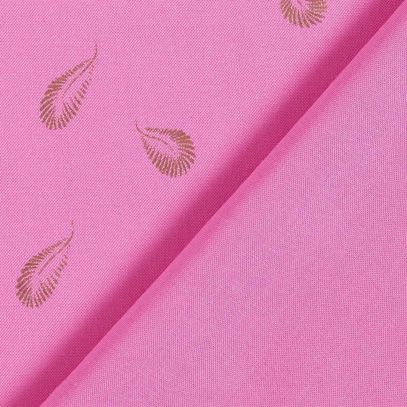 Tkanina wiskozowa z nadrukiem foliowym w pióra – pink,  image number 4