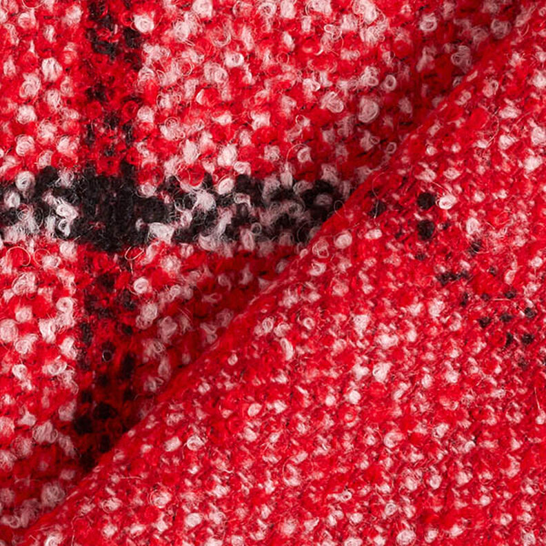 Bouclé na płaszcze w kratkę – czerwień,  image number 4