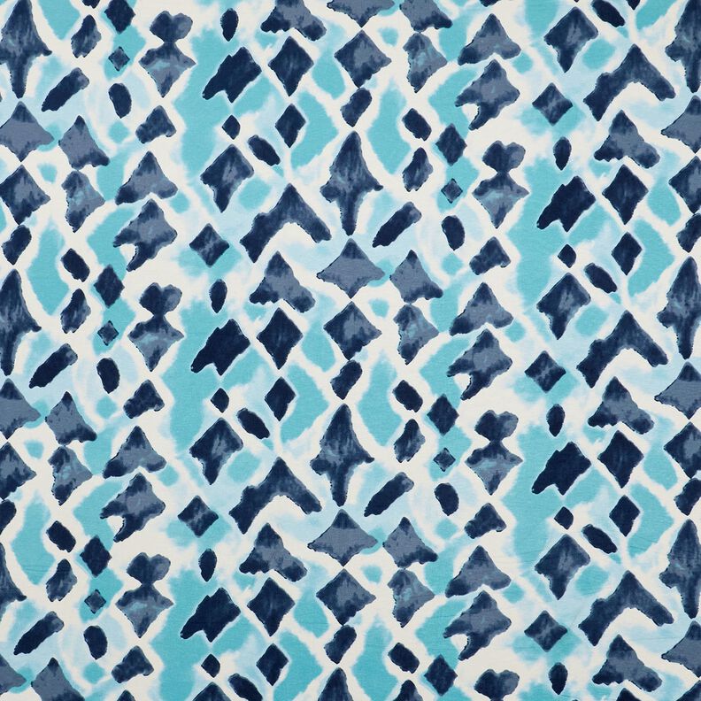 Dżersej wiskozowy wzór Ikat – błękitny/ciemnogranatowy,  image number 1