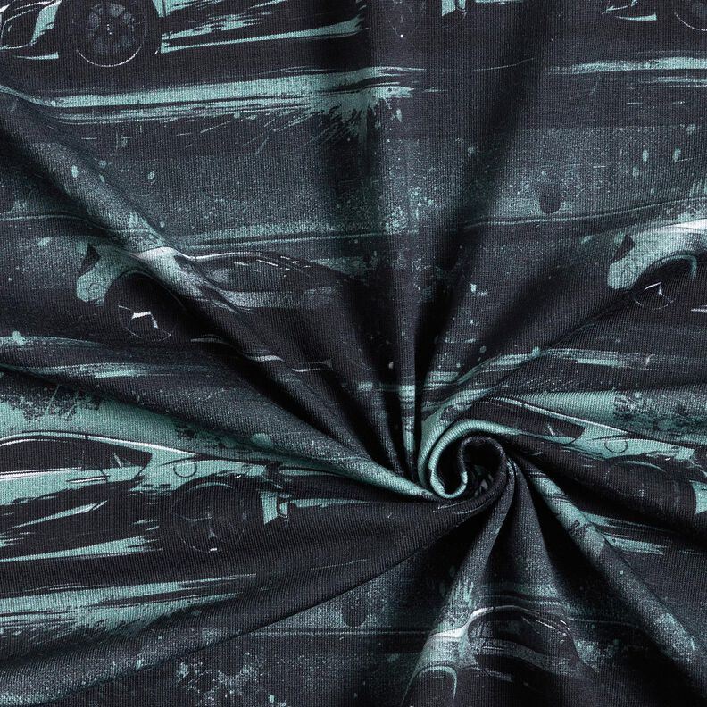 Dżersej bawełniany samochód wyścigowy nadruk cyfrowy – czerń/perłowo szary,  image number 3