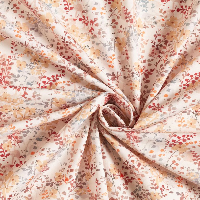 Popelina bawełniana drobne jesienne gałązki | Katia Fabrics – naturalny/czerwień karminowa, image number 3