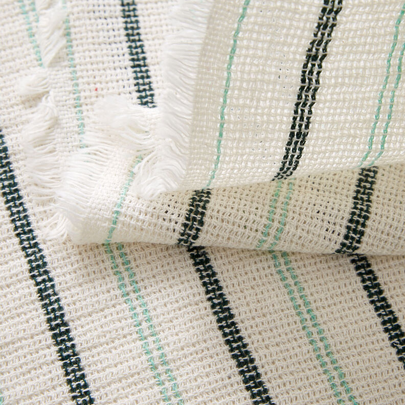 Tkanina bawełniana o strukturze siatki w pionowe paski – biel/mięta pieprzowa,  image number 5