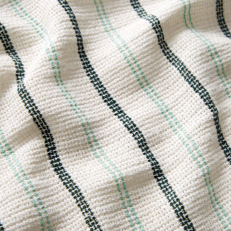 Tkanina bawełniana o strukturze siatki w pionowe paski – biel/mięta pieprzowa,  image number 2