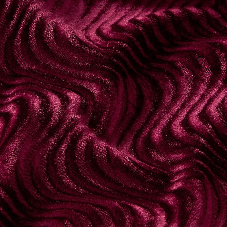 Aksamit ze stretchem w tłoczone fale – bordo,  image number 2