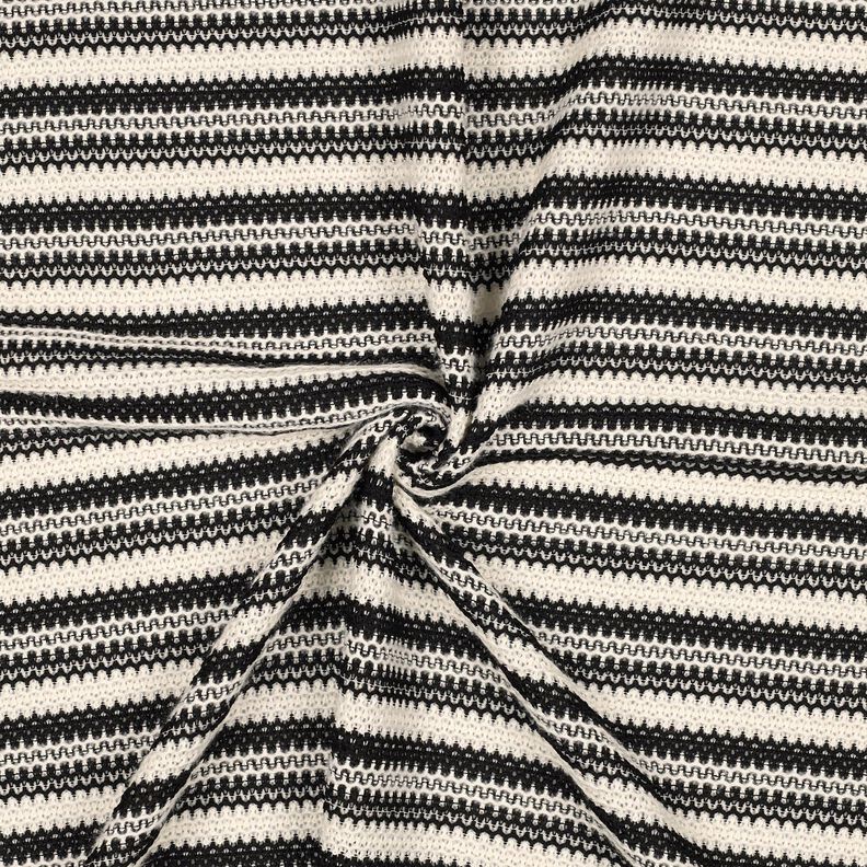 Dzianina swetrowa paski | Poppy Fabrics – czerń/mleczna biel,  image number 3