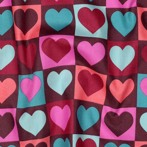 Popelina bawełniana serca w kratę | Poppy Fabrics – burgund, 