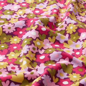 Dżersej bawełniany kolorowe kwiaty | Poppy Fabrics – winogronowy, 