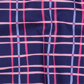 Popelina bawełniana falista krata | Poppy Fabrics – indygo/róż, 