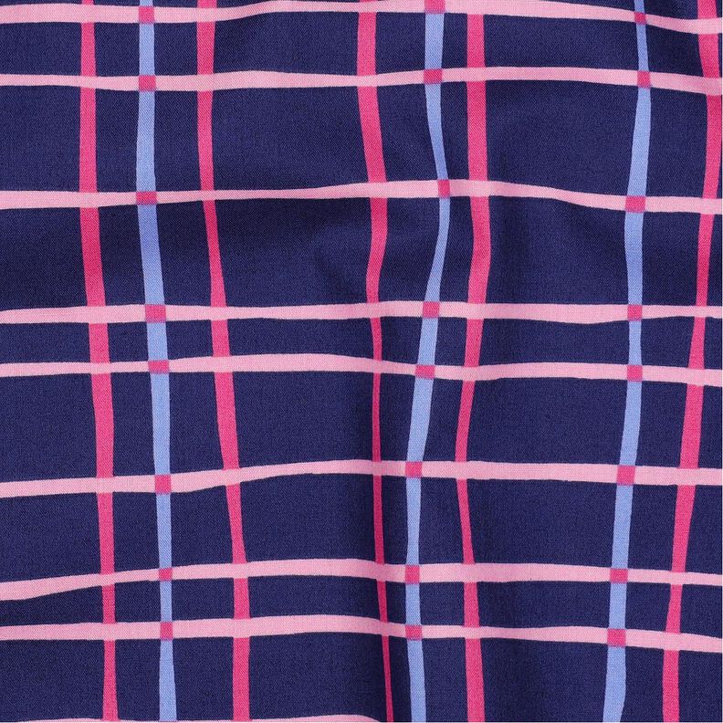 Popelina bawełniana falista krata | Poppy Fabrics – indygo/róż,  image number 2