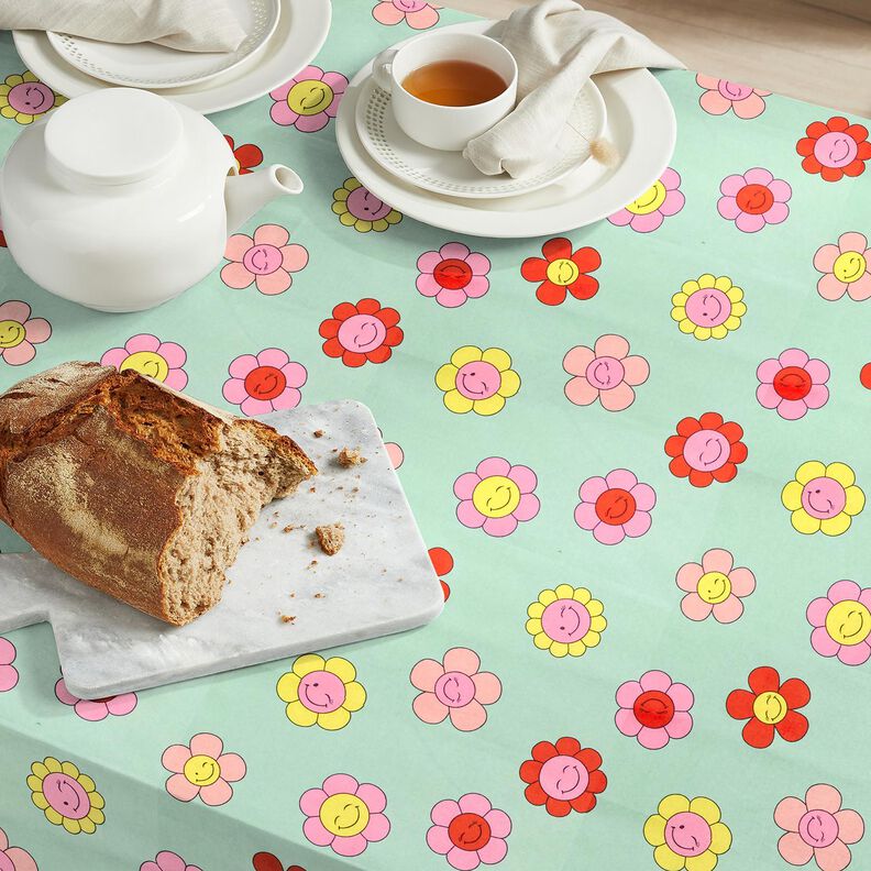 Bawełna powlekana wesołe kwiaty | Poppy Fabrics – miętowy/cytrynowy,  image number 8