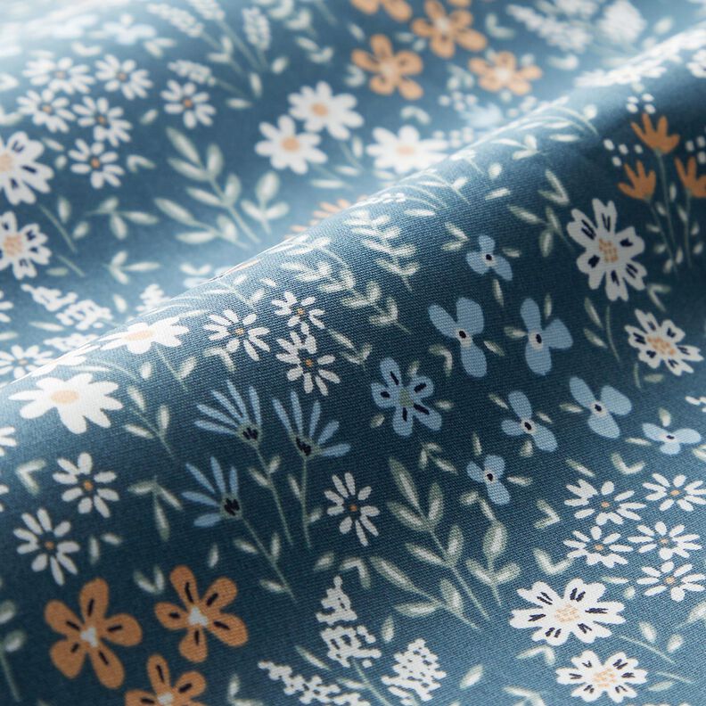 Bawełna powlekana kolorowa łąka kwietna – jasnoniebieski jeans/jasnoniebieski,  image number 3