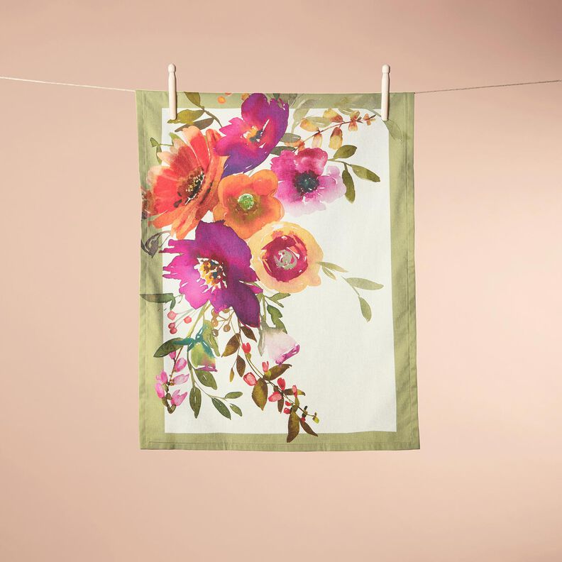 Panel dekoracyjny trio akwarelowe kwiaty – kość słoniowa/jagodowy,  image number 7