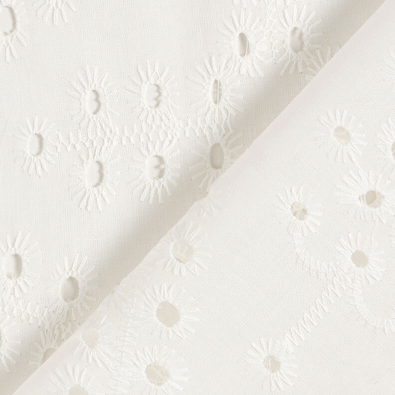 Tkanina bawełniana z haftem angielskim o wzorze kropli – biel,  image number 4