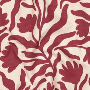 Dzianina dresowa drapana niebielona kwiaty | Poppy Fabrics – krem/jagodowy, 