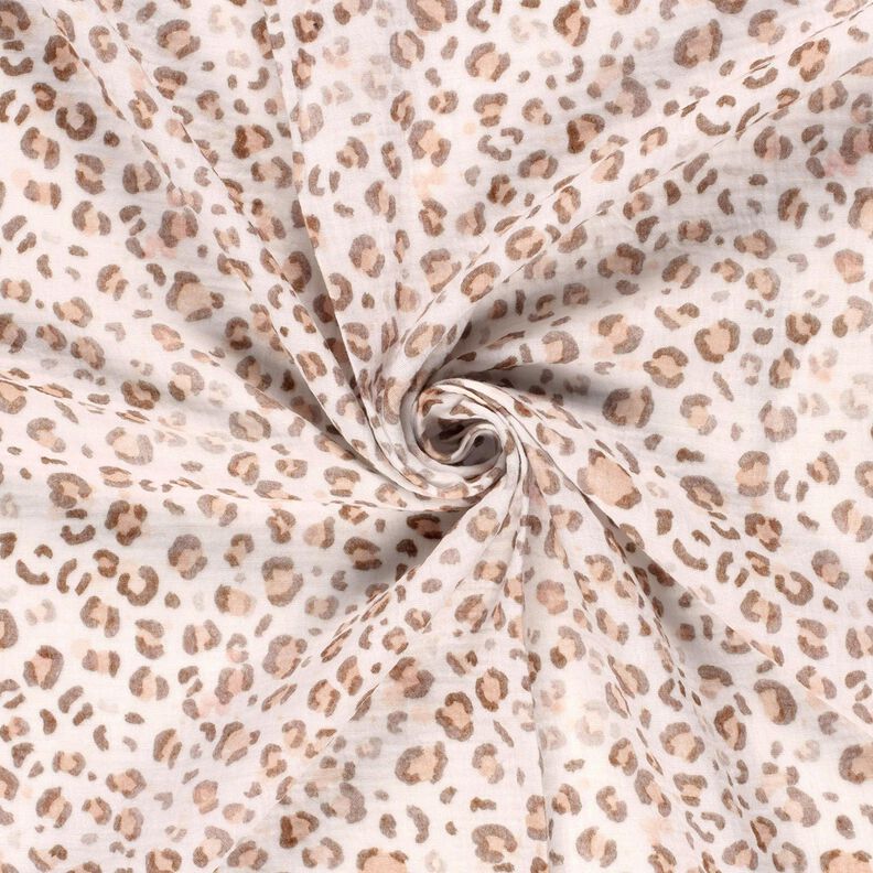 Muślin / Tkanina double crinkle akwarelowy lew nadruk cyfrowy &ndash; kość słoniowa,  image number 3