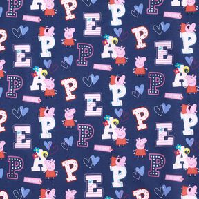 Popelina bawełniana Świnka Peppa literki Tkanina na licencji | ABC Ltd – indygo, 