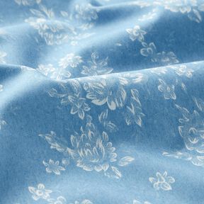 Chambray małe róże – jasnoniebieski/mleczna biel, 