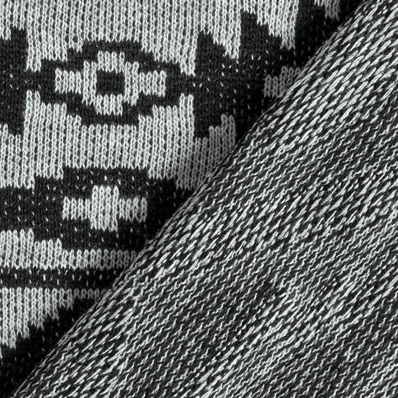 Dzianina swetrowa we wzór Ikat – szary/czerń,  image number 4