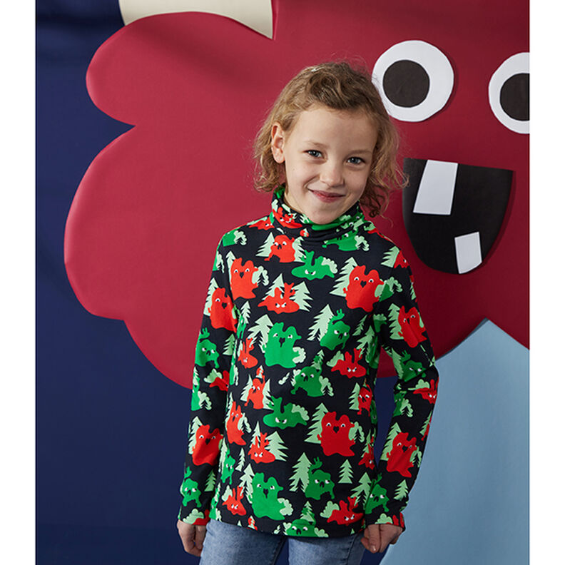 Dżersej bawełniany średniej ciężkości, jednokol. – petrol,  image number 9