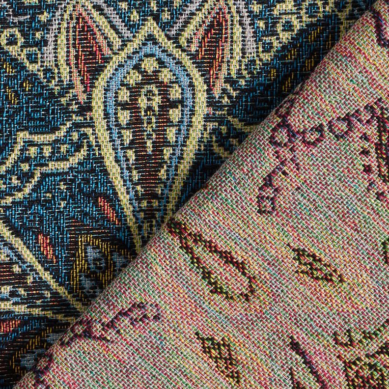 Tkanin dekoracyjna Gobelin mandala z kwiatów – czerń/błękit,  image number 4