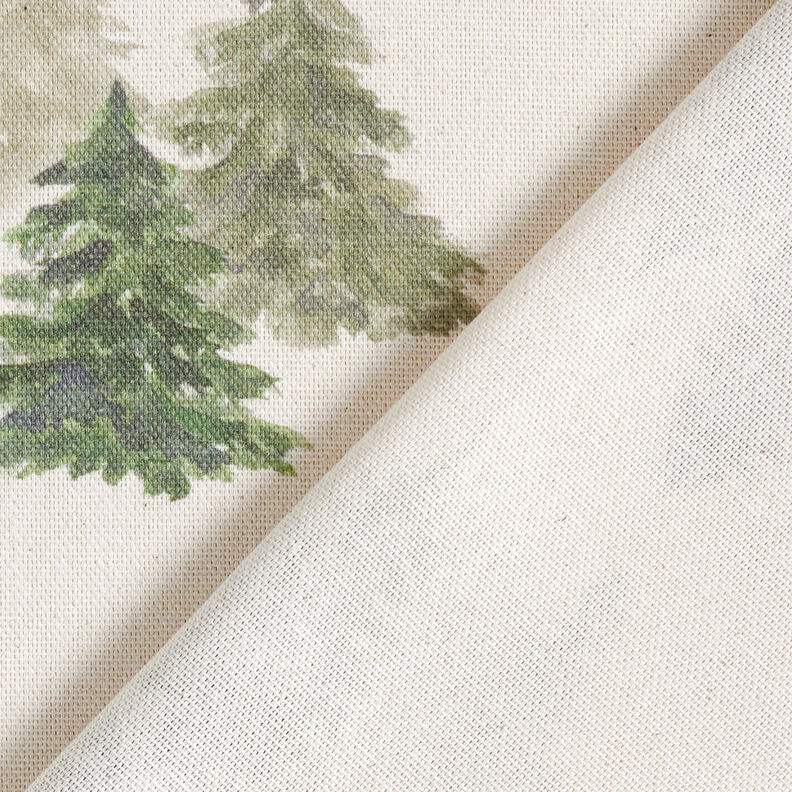 Tkanin dekoracyjna Half panama eleganckie choinki – naturalny/pinia, image number 4