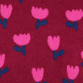 Puszysty plusz tulipany | Poppy Fabrics – czerwień karminowa, 