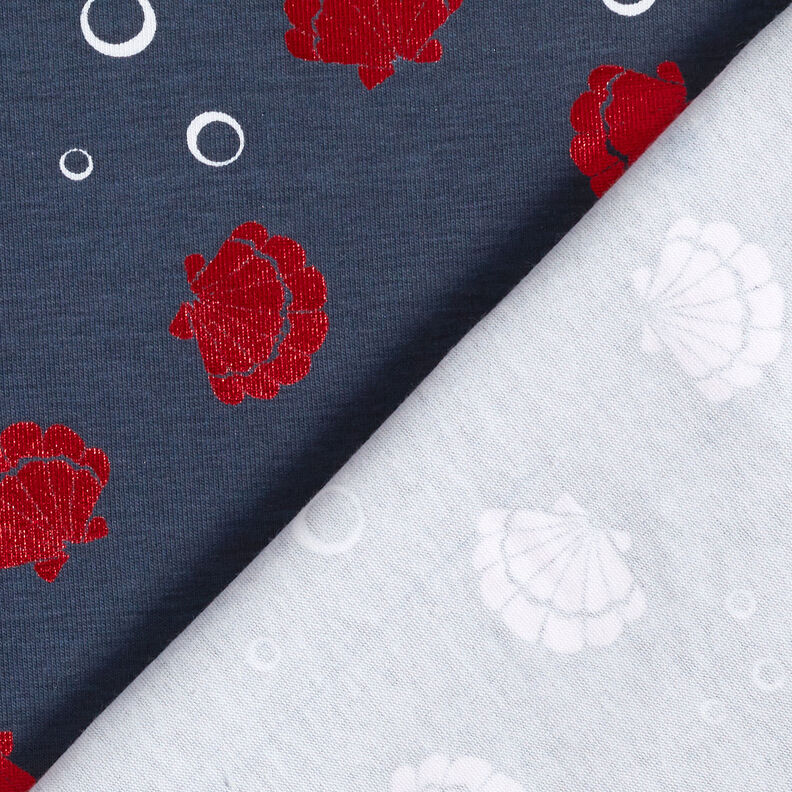 Dżersej bawełniany muszelki Metaliczny &ndash; czarnoniebieski/czerwień,  image number 6