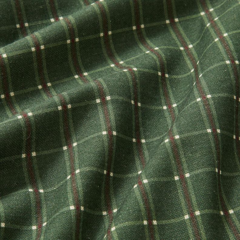 Tkanin dekoracyjna Half panama elegancka kratka – zielony jodłowy/czerwień karminowa, image number 2