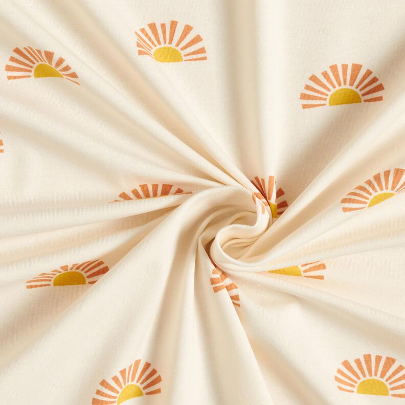 Dżersej bawełniany wschód słońca nadruk cyfrowy – krem,  image number 3