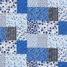 Tkanina bawełniana Kreton o wyglądzie patchworku – biel/błękit,  thumbnail number 1