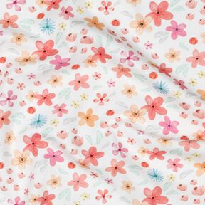 GOTS Dżersej bawełniany kolorowe kwiaty nadruk cyfrowy | Poppy Fabrics – biel/brzoskwinia, 