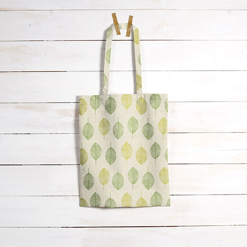 Tkanina dekoracyjna half panama Liście – naturalny,  image number 5