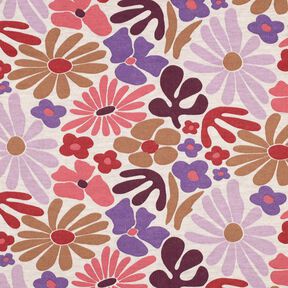 Dzianina dresowa drapana duże kwiaty | Poppy Fabrics – naturalny/merlot,  Dzianina dresowa drapana duże kwiaty | Poppy Fabrics – naturalny/merlot,