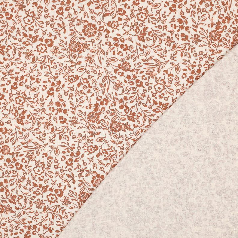 Muślin / Tkanina double crinkle dwukolorowe kwiaty  | Poppy Fabrics – jasnobeżowy/karmelka,  image number 4