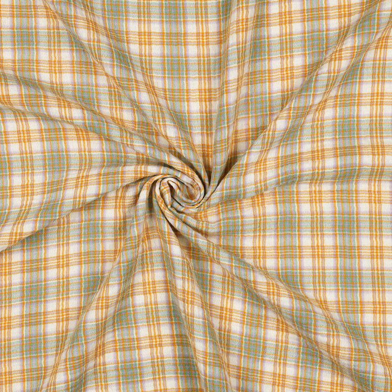 Muślin / Tkanina double crinkle Kratka | Poppy Fabrics – żółty curry/szałwia,  image number 3