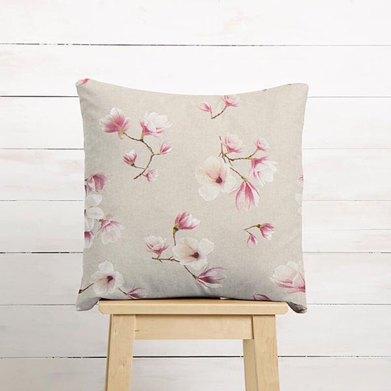 Tkanin dekoracyjna Half panama kwiat magnolii – malwa/naturalny,  image number 7