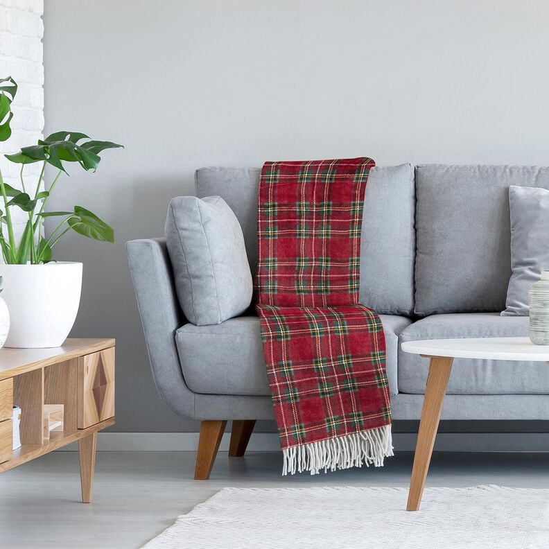 Miękki polar klasyczna krata – ciemnoczerwony/zielony jodłowy,  image number 5