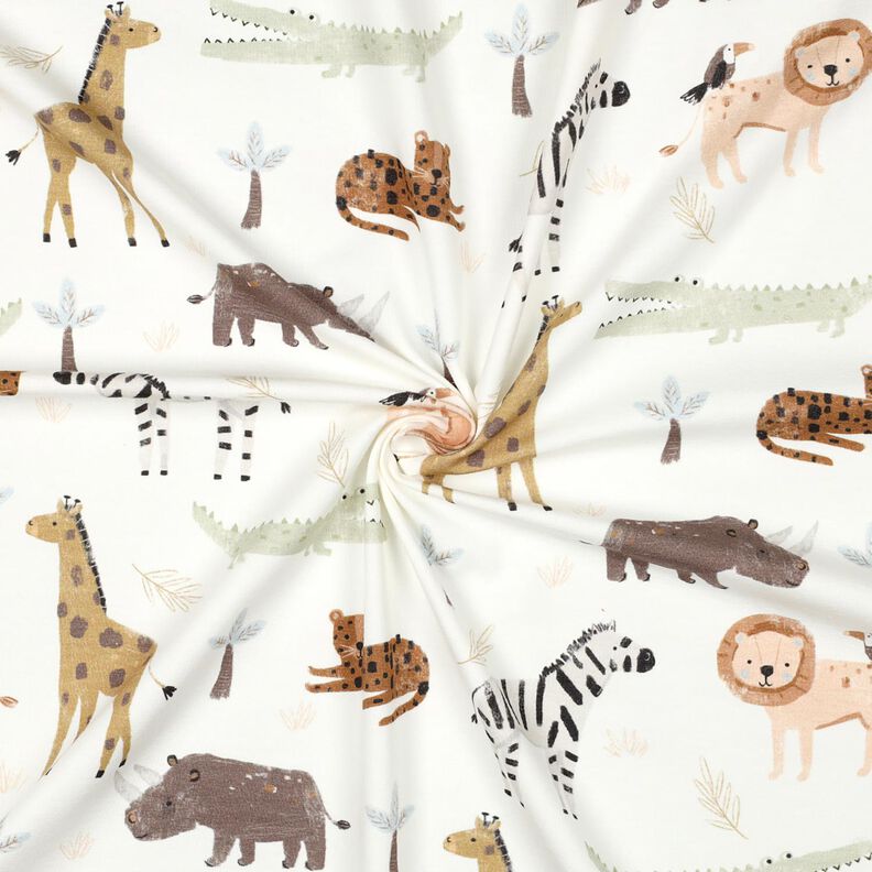 Dżersej bawełniany zwierzęta stepowe nadruk cyfrowy | Poppy Fabrics – kość słoniowa/ciemny brąz, image number 3