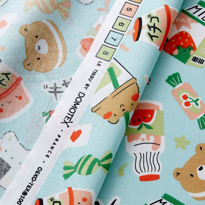 Popelina bawełniana Manga Snacks – eukaliptusowy, image number 3