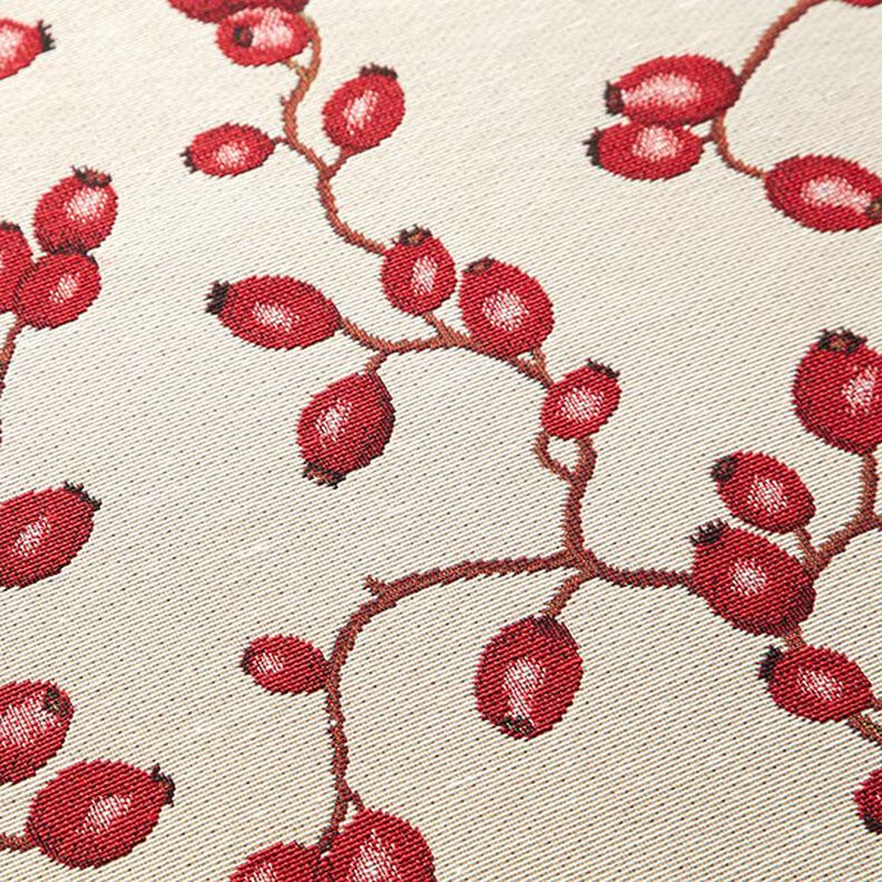 Tkanin dekoracyjna Gobelin dzikie róże – jasnobeżowy/czerwień,  image number 10