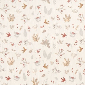 Muślin / Tkanina double crinkle leśna roślinność – mleczna biel, 