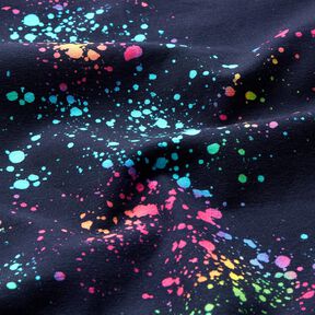 Dżersej bawełniany kolorowe plamki | Glitzerpüppi – granat/mix kolorów, 