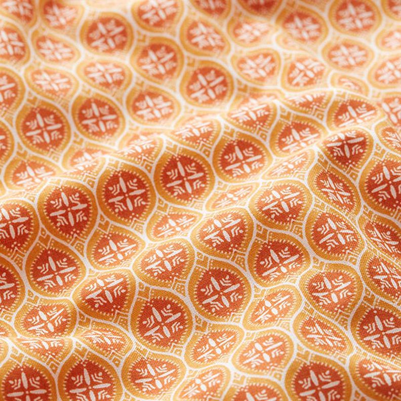Tkanina bawełniana kreton Ornamenty na płytkach – pomarańcza,  image number 2