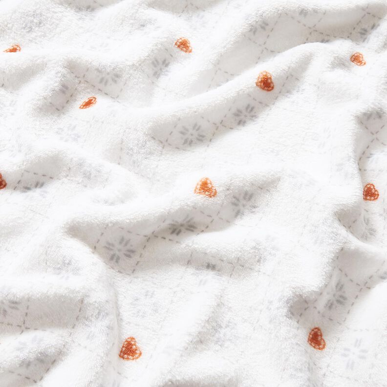 Miękki polar romby i serca – kość słoniowa/miedź,  image number 2