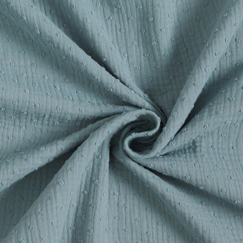Muślin / Tkanina double crinkle dobby – stalowoniebieski,  image number 3